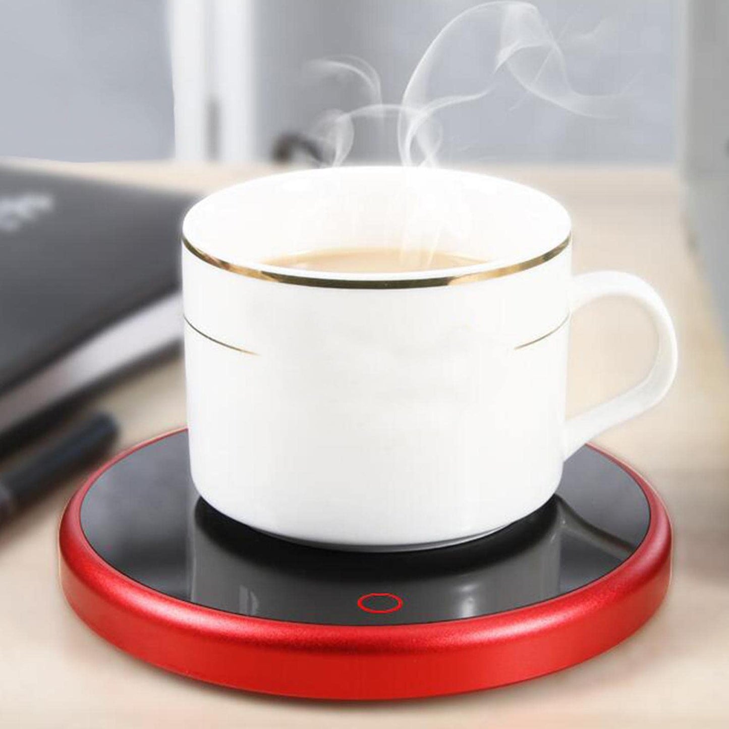 FABLOFTCoffee Mug Warmer Heater Coaster 15W Cushion Auto Shut Off Plate for Home red