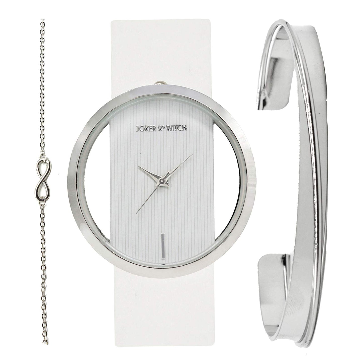 Joker & Witch Formal Analogue Women's Watch(White Dial Polyurethane Colored Strap)-JWBS107