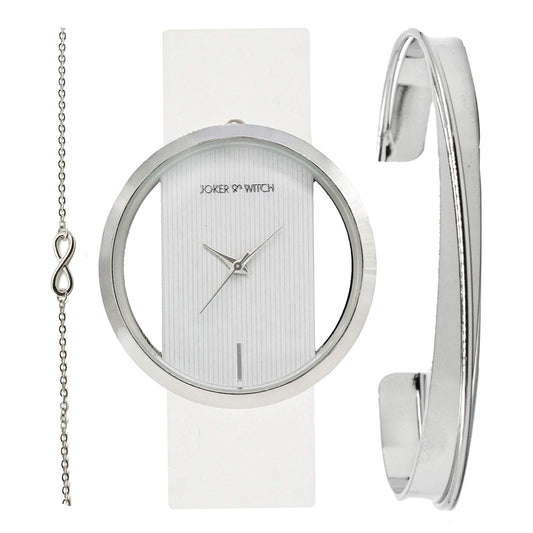 Joker & Witch Formal Analogue Women's Watch(White Dial Polyurethane Colored Strap)-JWBS107