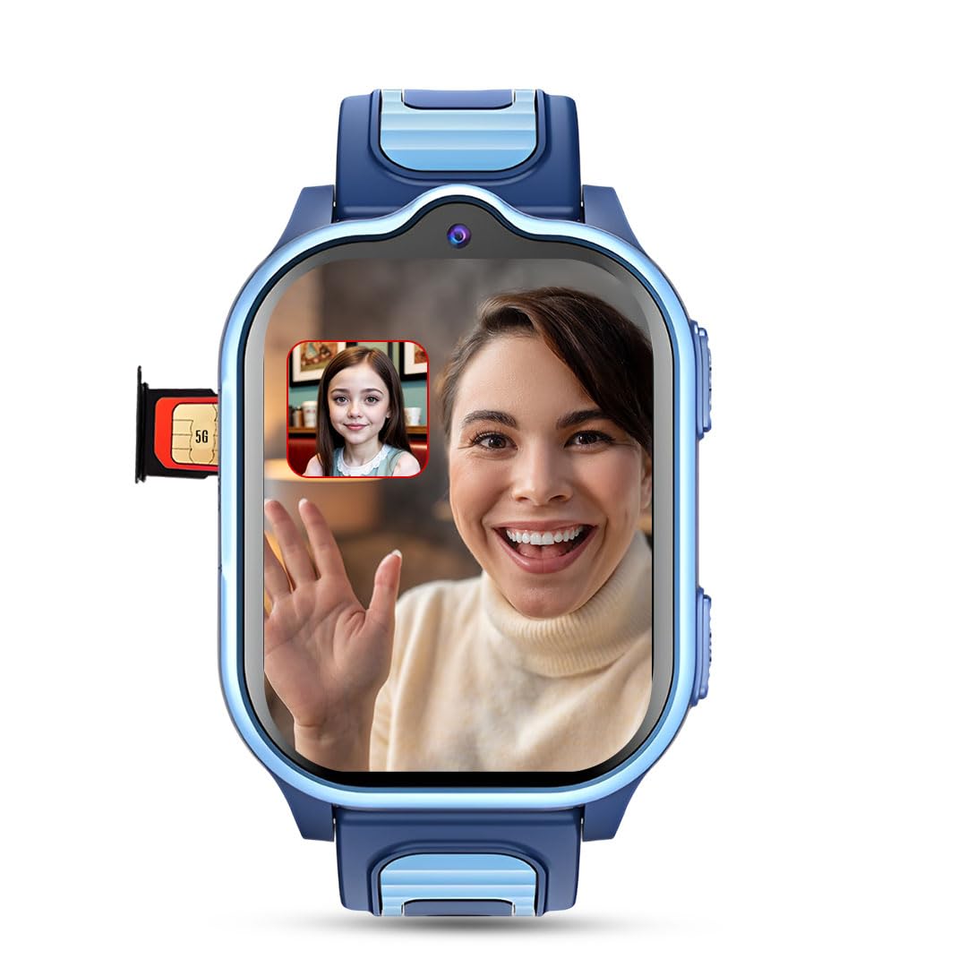 PunnkFunnk TrackNova 4G/5G Kids Smart Watch | HD Video Call | Live GPS Tracking | App Control | Safe Zone & SOS | Games | Family Chat | 800mAh Long Battery | FaceLock | Safety Watch for Kids - (Blue)
