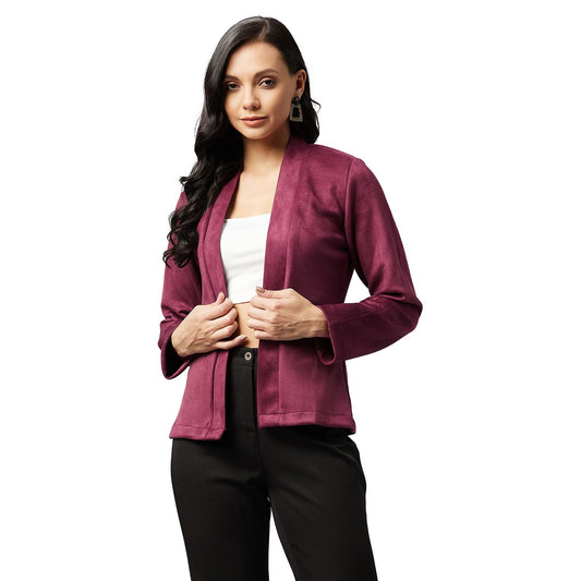 Marie Claire Women's Casual Suede Shrug Sweater (MC2314_Maroon_L)