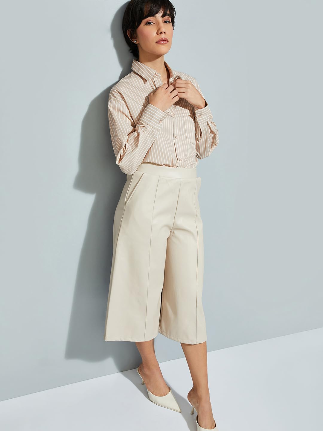 Max URB-N Women Striped Oversized Shirt (Mixed (2 Clr)_M)