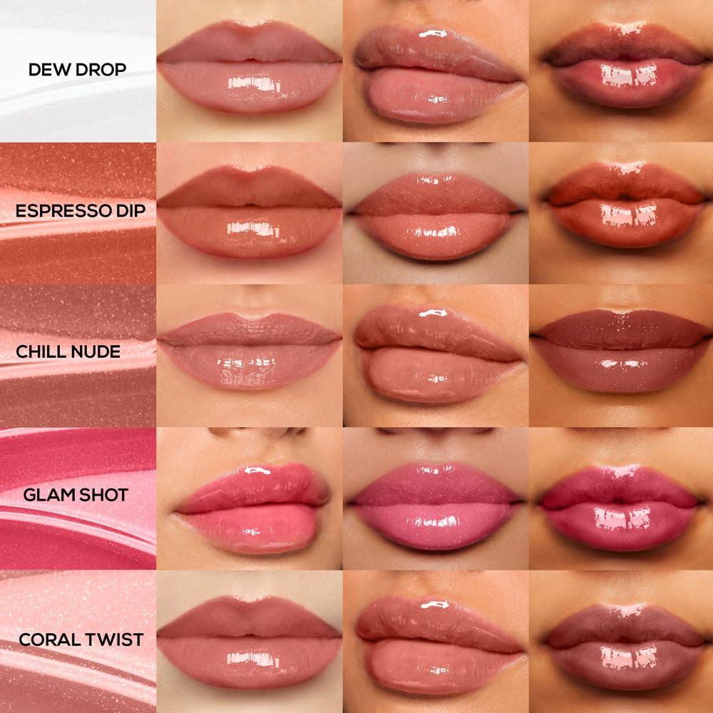 RENEE Shine Forever Lip Gloss, Non-Sticky & Non-Drying Nourishing Formula, Long-lasting, Smooth, Moisturizing Effect, Shea Butter & Vitamin E Infused, Travel Friendly, Perfect For Gifting, Set of 10
