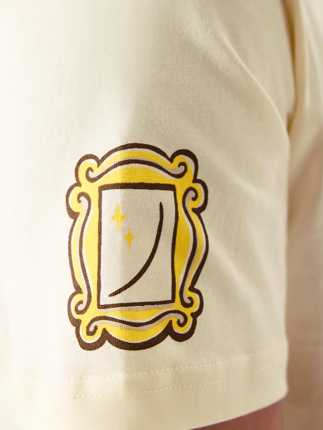 The Souled Store Official F.R.I.E.N.D.S: Chillin' Men and Boys Regular Fit Half Sleeve Graphic Printed Cotton Yellow Color T-Shirt