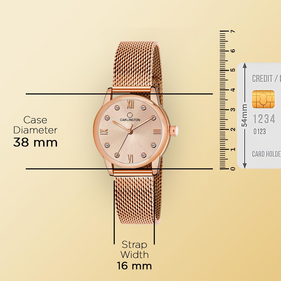 Carlington Metal Women Analog Ladies Wrist Watch With Mesh Strap - Ct 2005 Rose Gold, Band_Pink
