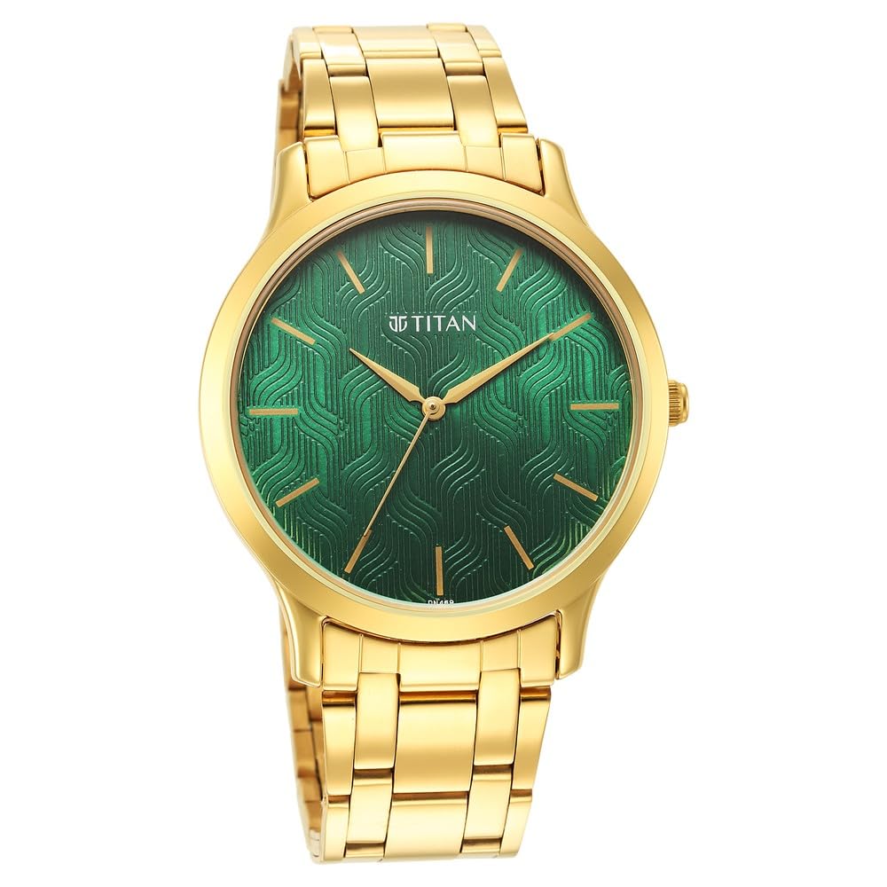 Titan Karishma Radiance Green Dial Analog Stainless Steel Strap Watch for Men-NS1825YM07