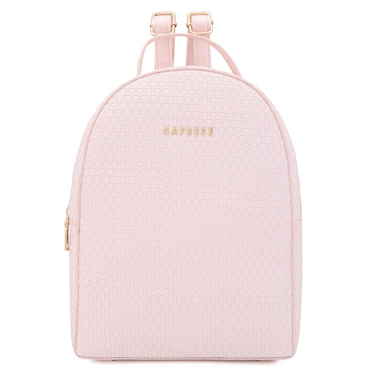 Caprese Riva Casual Backpack, Medium | Fashion Backpack for Women with Adjustable Shoulder Strap & Secure Zip Closure | for Everyday Outings and Travel | Ideal for Students, Professionals (Pink)