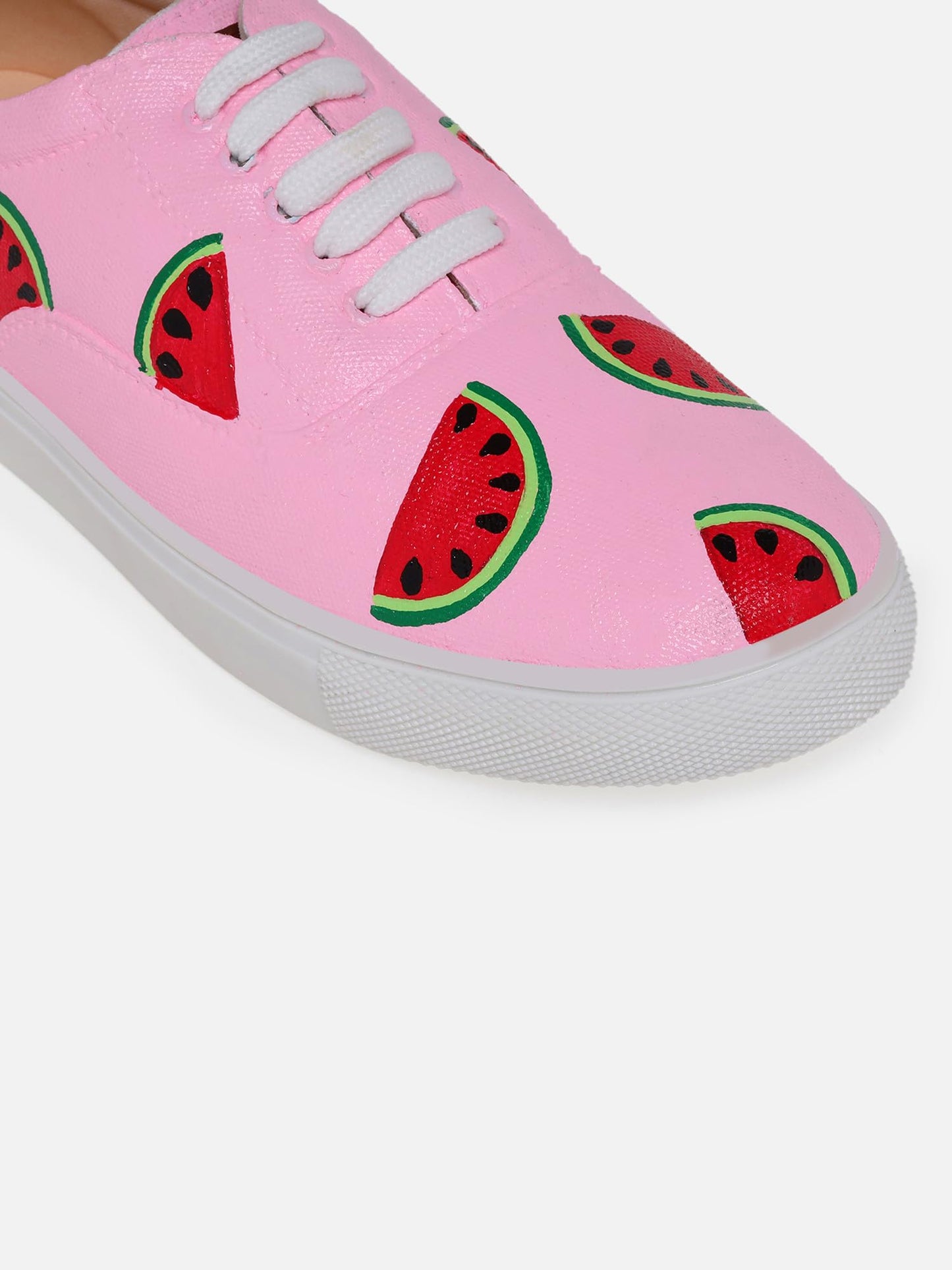 THE QUIRKY NAARI Watermelon Sneakers with Watermelon Motif | Pink