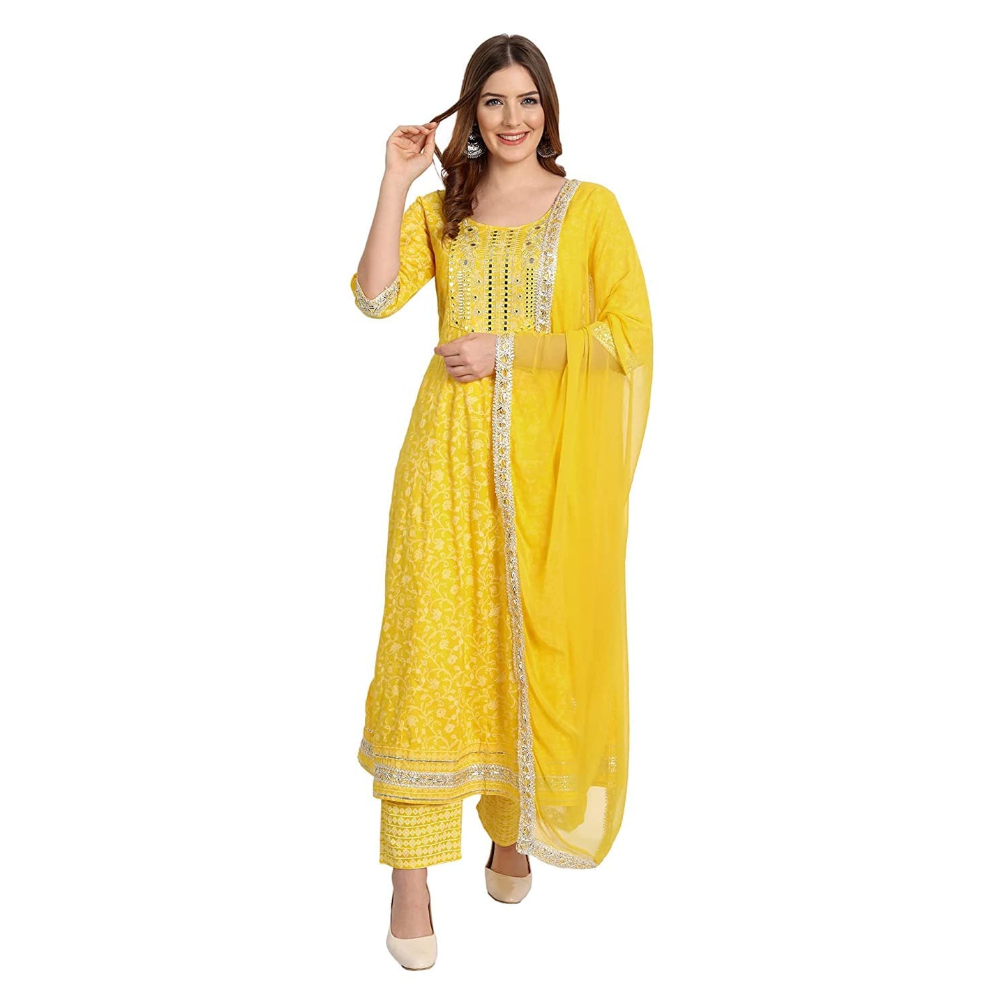 Rangnavi Women Rayon Anarkali Embroidered Printed Anarkali Salwar Kameez XL