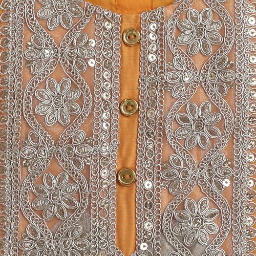 Hopscotch Girls Short Sleeves Yellow 2-Pc Bandhani Lehenga Set For Age (2-3 Years)