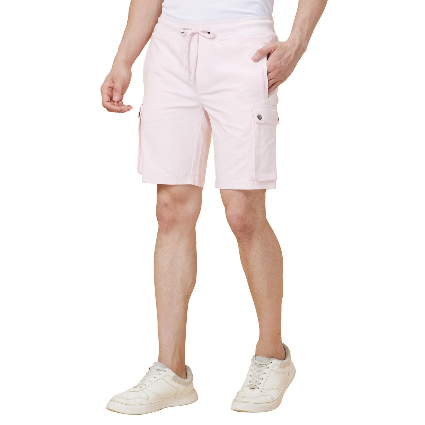 Being Human Garments Mens-Bottom Shorts Powder Pink (Size: 30)-BHKTS24003-POWDER Pink