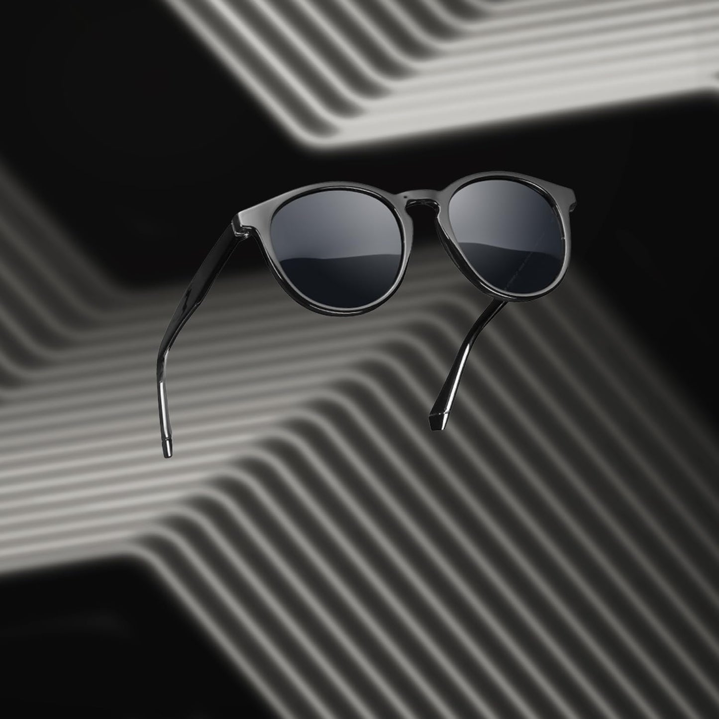 VINCENT CHASE EYEWEAR Vc S13972 By Lenskart | Full Rim Round Branded Latest And Stylish Sunglasses | Polarization And 100% Uv Protected | Men & Women | Large | (Color:-Black/Lens Grey)-Pack Of 1