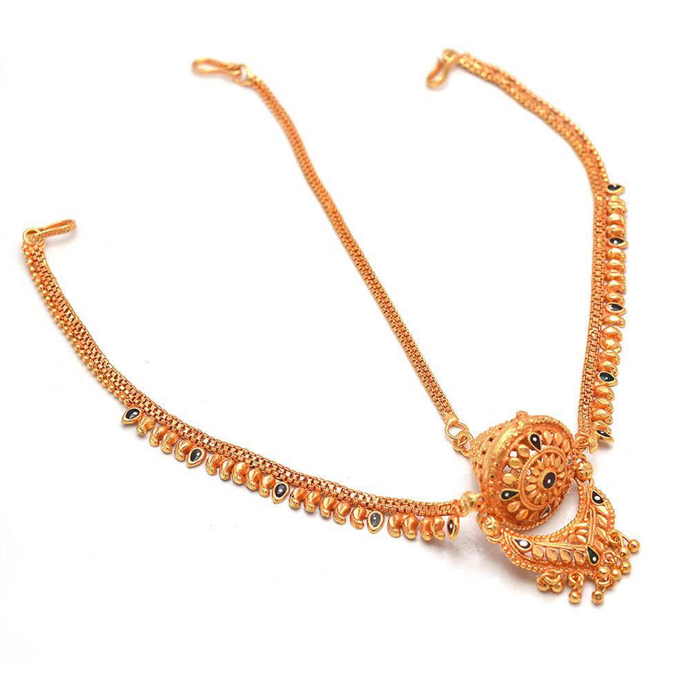 Jewar Mandi New Indian Handmade Bodla Meena Work Jade Gold Plated Tika 6732