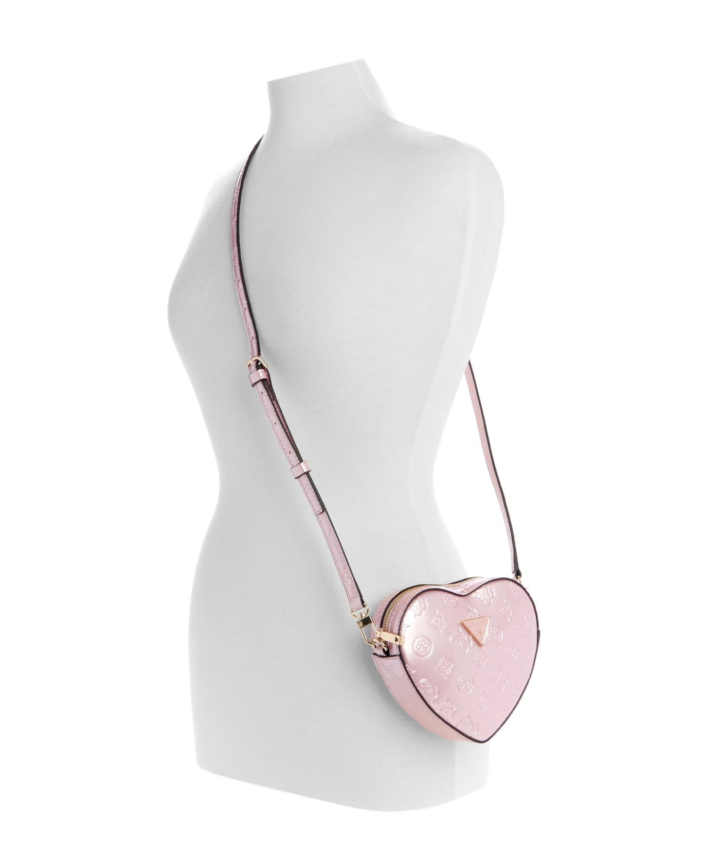 Guess Women Orchid Logo Textured Arnela Mini Heart Shape Crossbody Bag