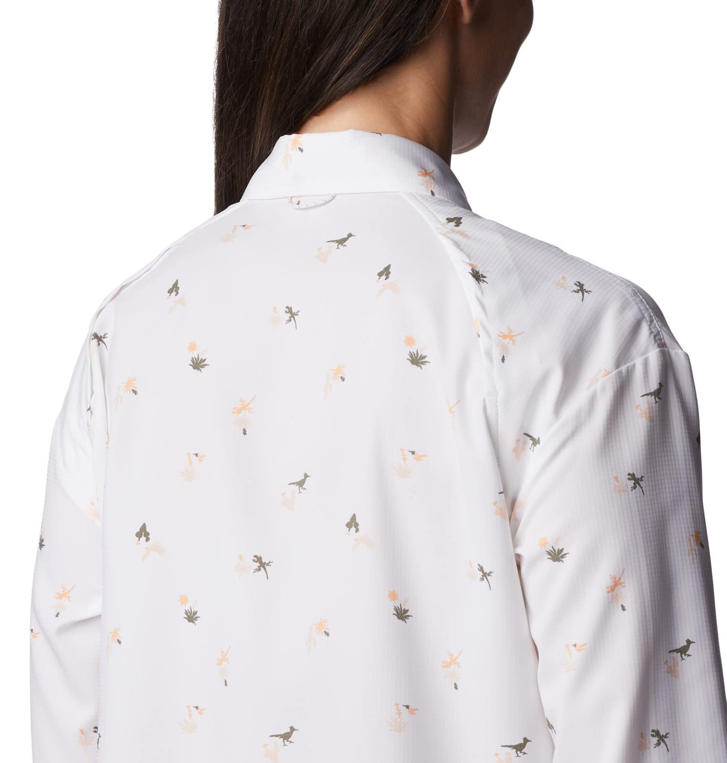 Columbia Womens Silver Ridge Utility Patterned Long Sleeve Shirt, White, Baja Blitz, S