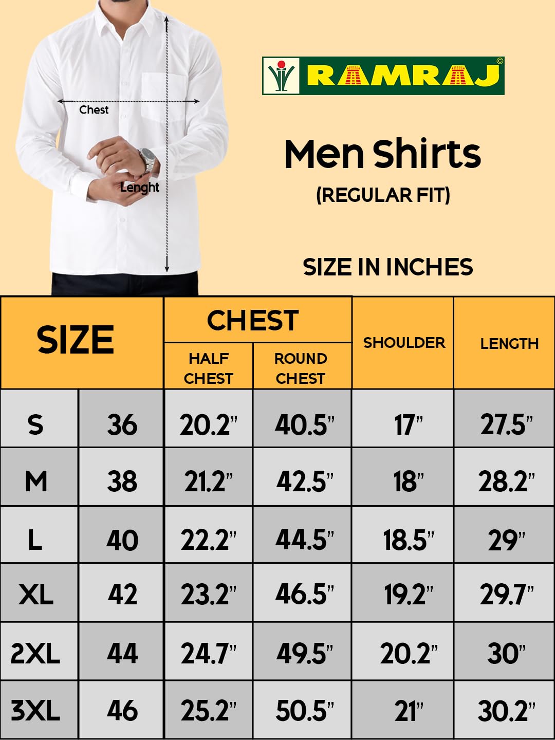 RAMRAJ COTTON Mens Cotton Solid White Full Sleeve Shirt (40; White)