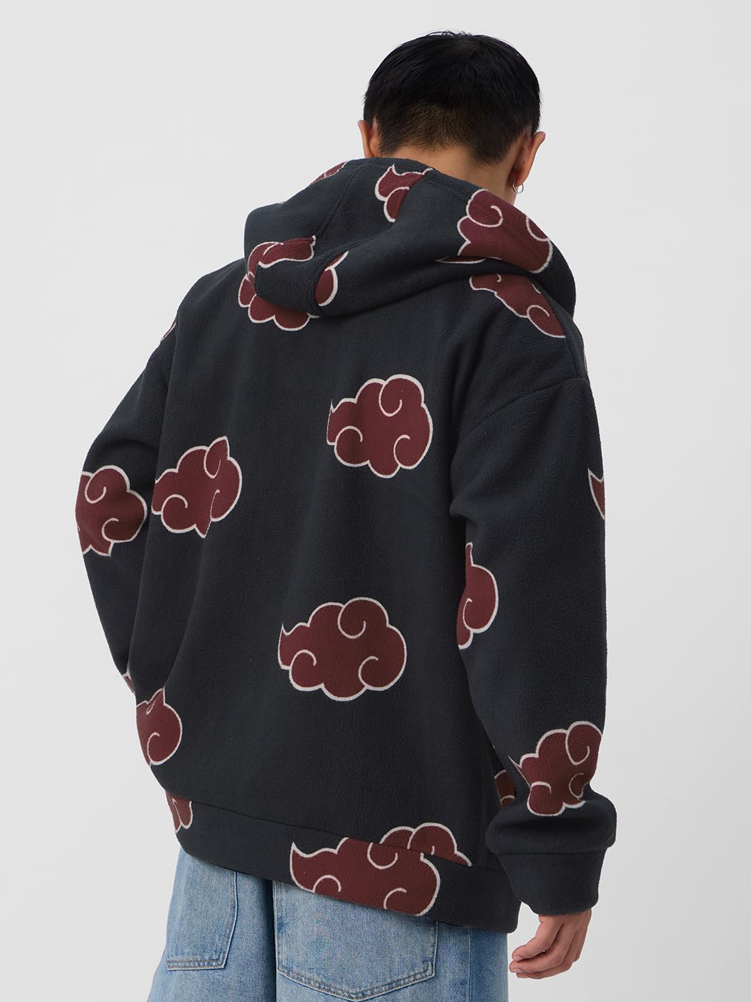 The Souled Store Naruto Shippuden: Dawn Of Akatsuki Men and Boys Long Sleeves Hooded Neck Zipper Front Polyester Oversized Hoodies