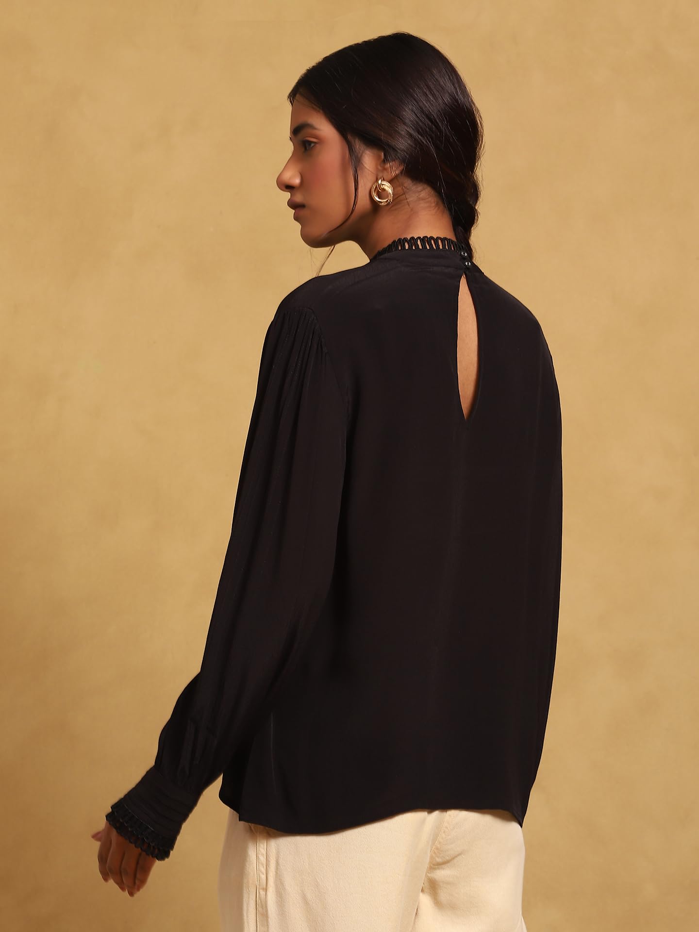 Ritu Kumar Black Full Sleeves Solid Shirt