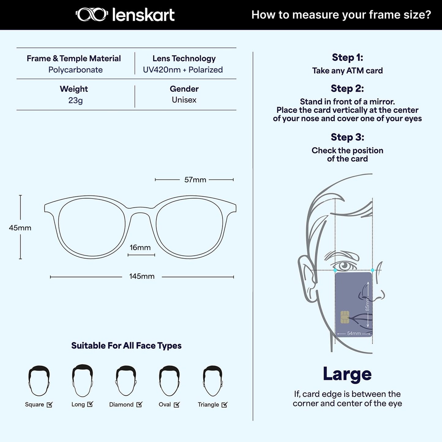 Vincent Chase By Lenskart | Full Rim Square| Polarized Stylish Sunglasses | 100% UV Protected | For Men & Women
