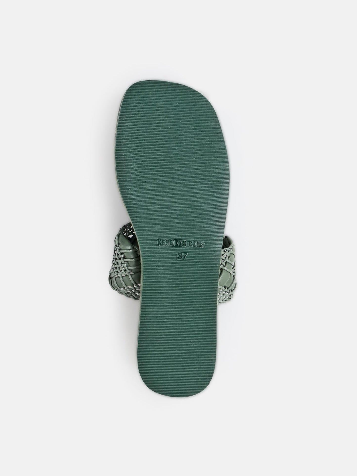 KENNETH COLE Women's One Toe Flat Sandal | Synthetic | Woven Strap, Cushioned Footbed | Green, UK8