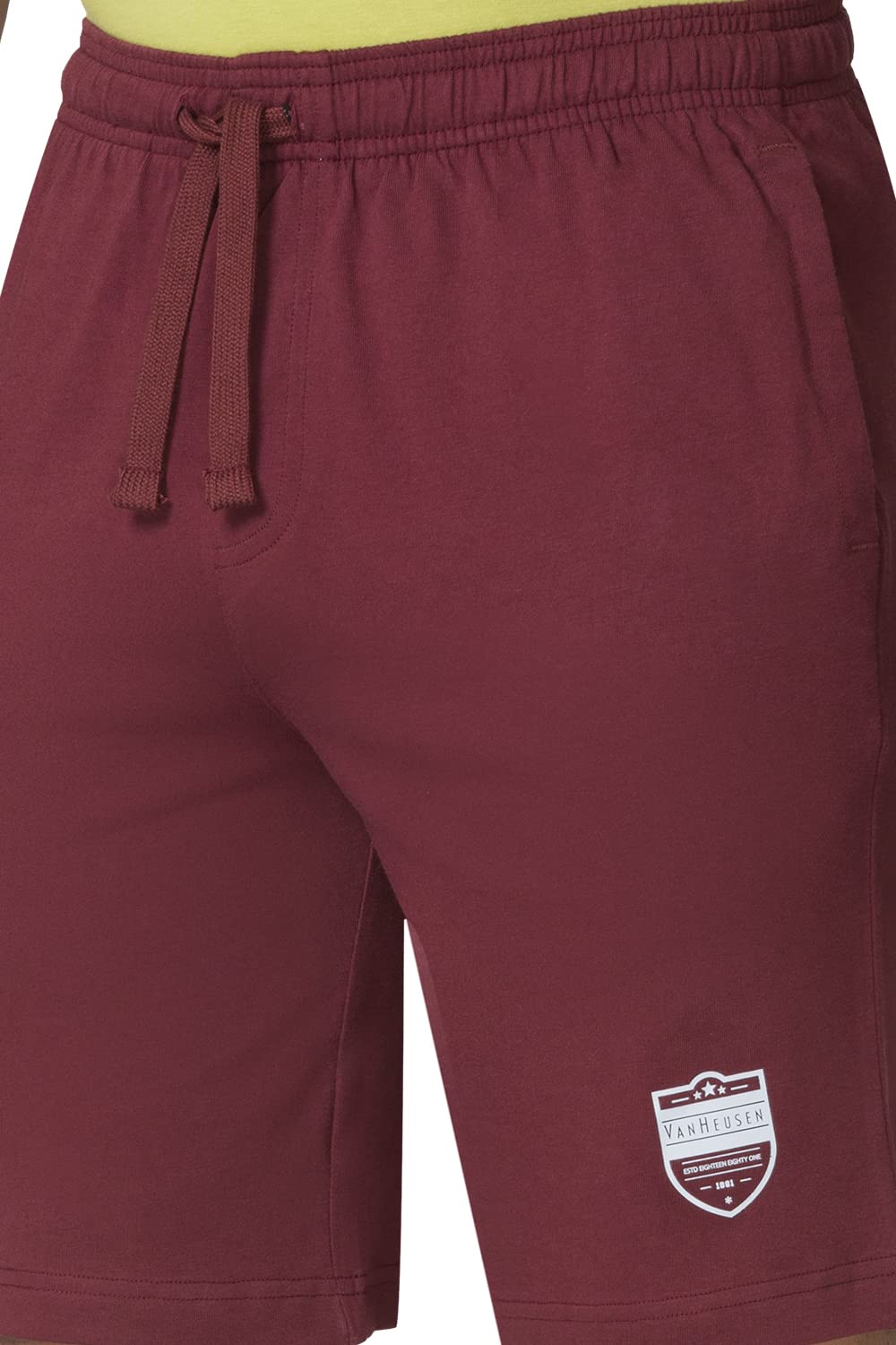 Van Heusen Men Shorts - 100% Combed Cotton - Drawstring Waist, Functional Pockets_57001_Wine_S