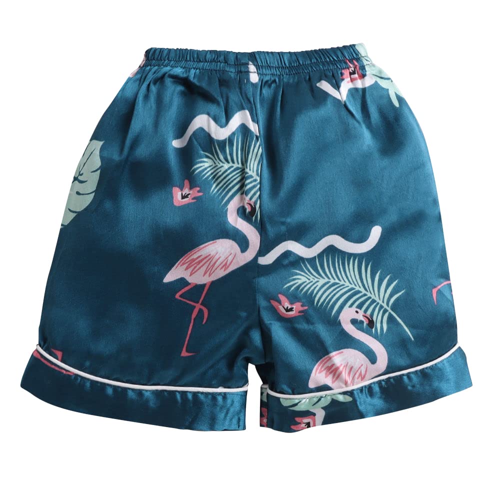 Hopscotch Girls Animal Print Top Shorts Set In Green Color for Ages 3-4 Years
