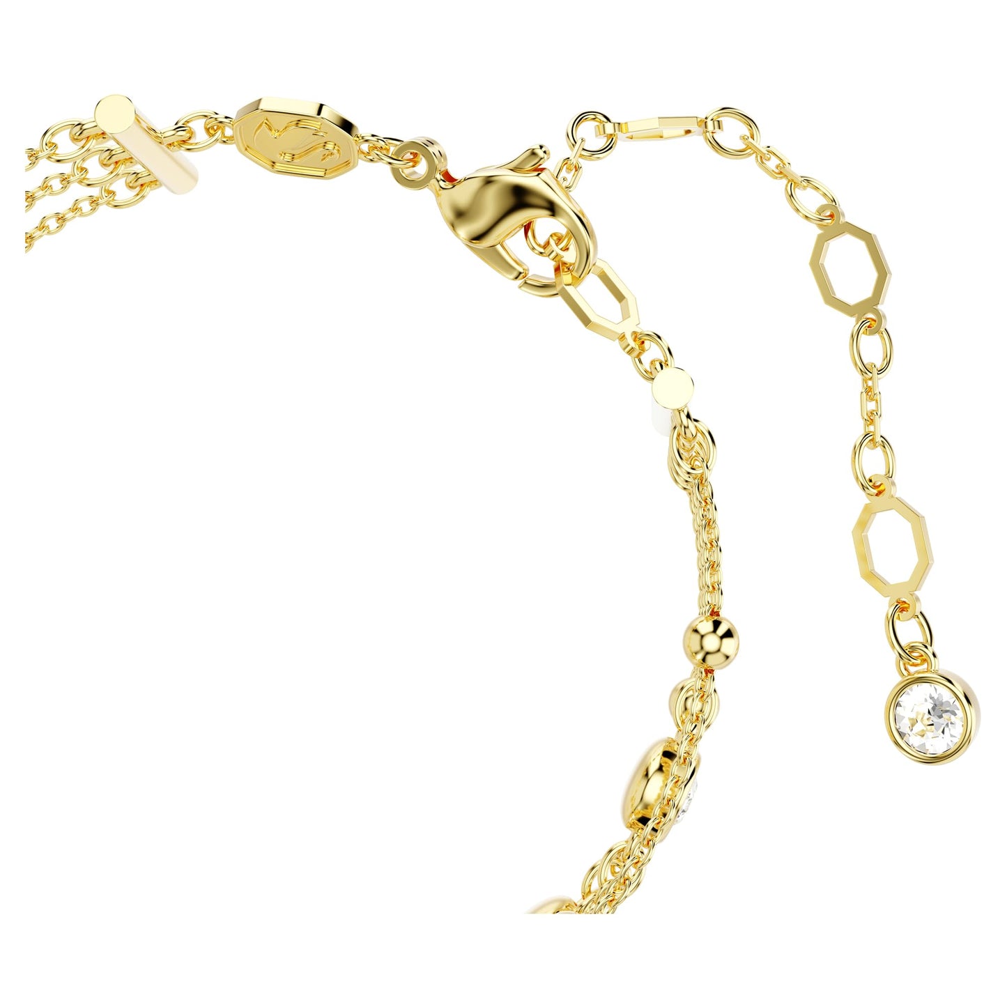 Swarovski Imber wide bracelet, Round cut, White, Gold-tone plated