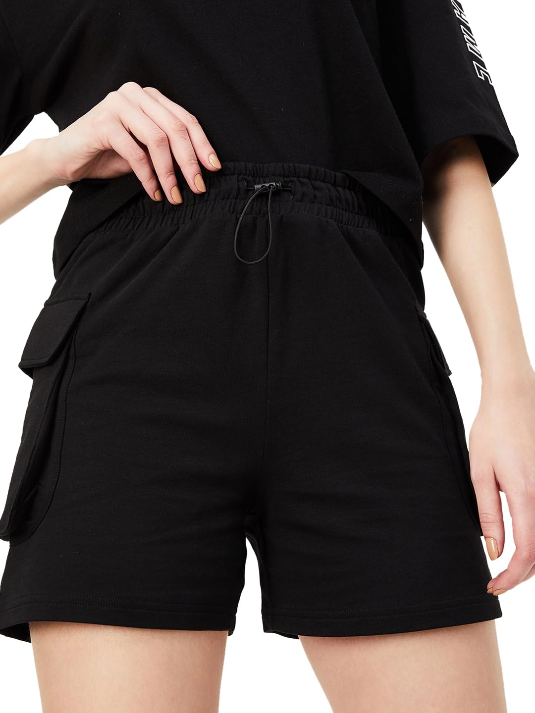 Max Women Solid Cargo Shorts (SU24CO12BLACK)_S