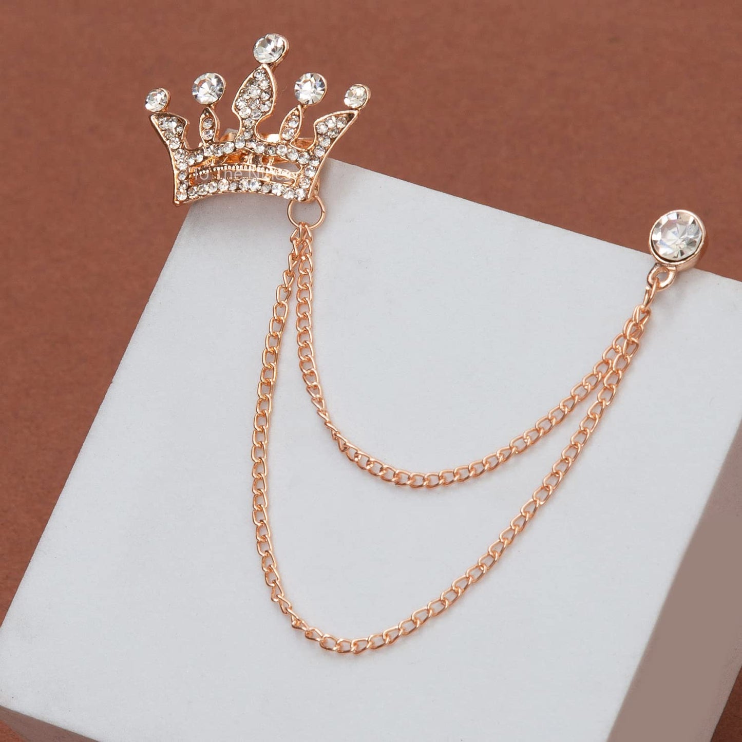 To The Nines Men's Crown Design with Rose Gold Chain Brooch