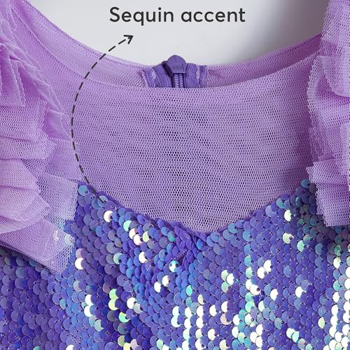Hopscotch Girls Purple Sleeveless Ruffled Sequined Gown for Age (7-8 Years)