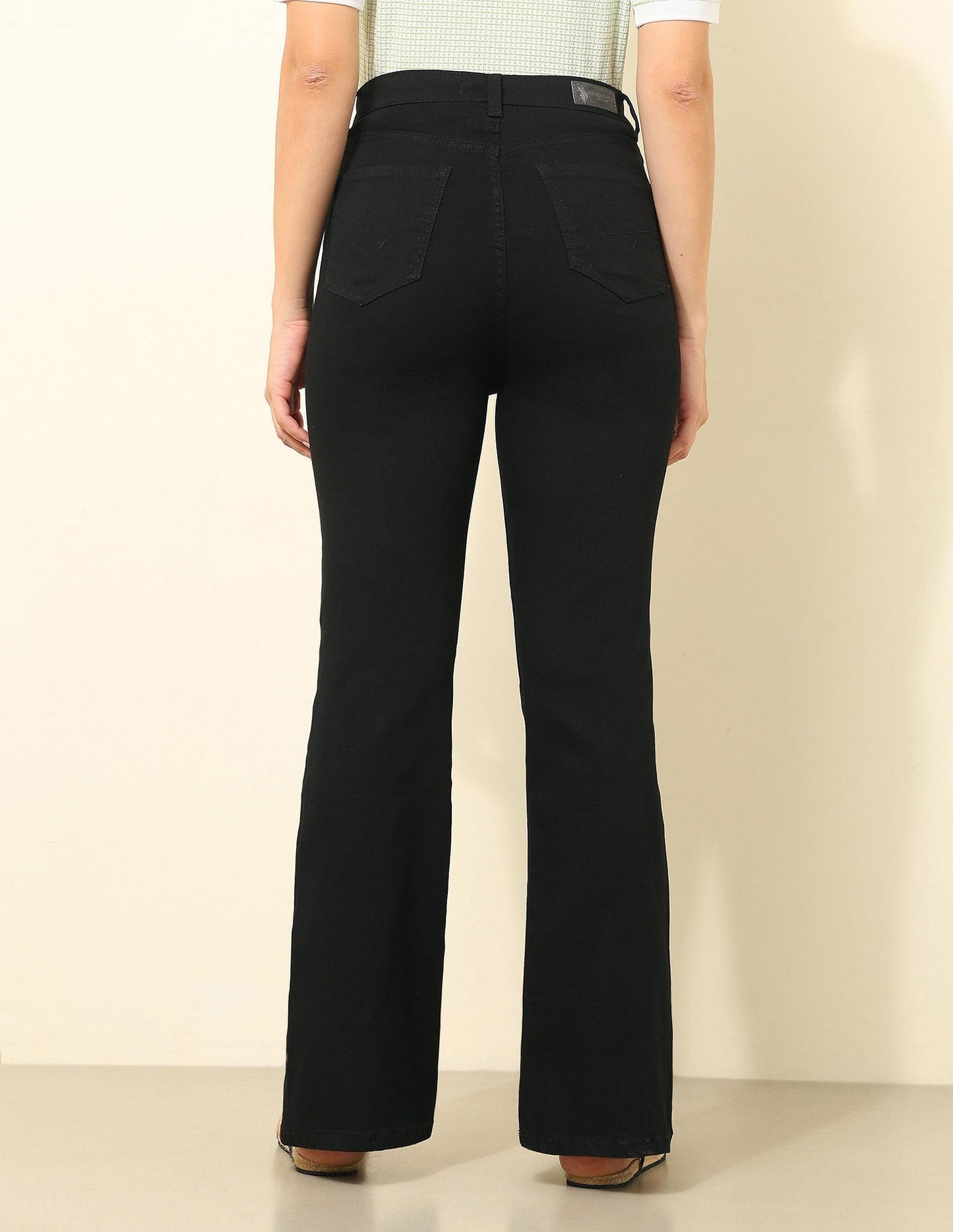 U.S. Polo ASSN. Ultra-High Rise Flared Fit Jeans (UWSS25JEN327_Black_28)