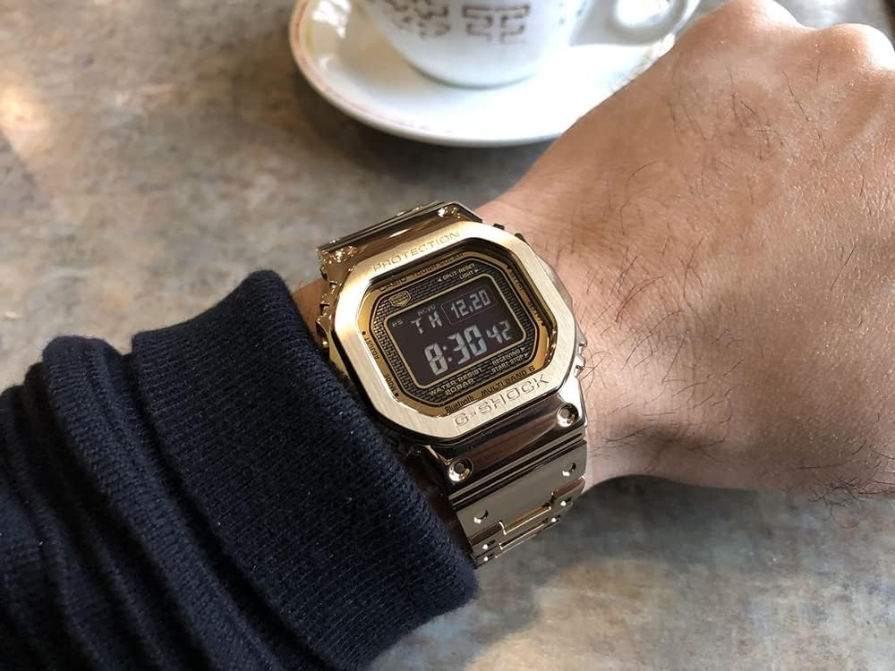 Casio G-Shock GMW-B5000GD-9DR Bluetooth Digital Black Dial Men Watch Gold Stainless Steel Strap (G902)