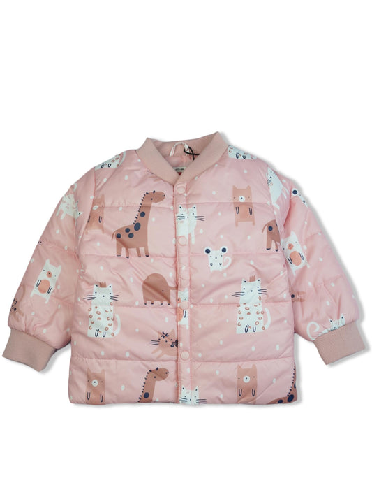 BODYCARE Girls Polyester Standard Length Quilted Winter Jacket| Full Sleeves| V Neck Pink (6-12M)