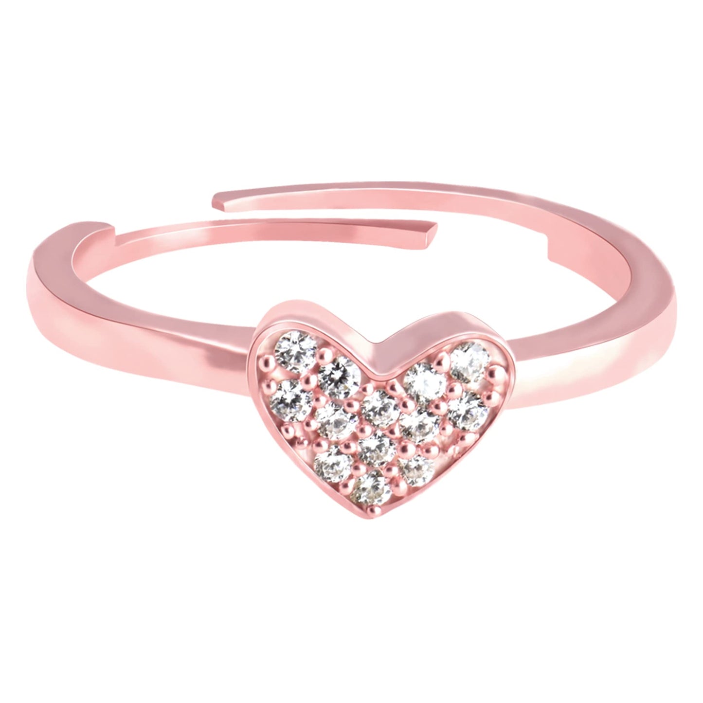 GIVA 925 Silver Rose Gold I Heart You Ring, Adjustable | Gifts for Women and Girls | With Certificate of Authenticity and 925 Stamp | 6 Month Warranty*