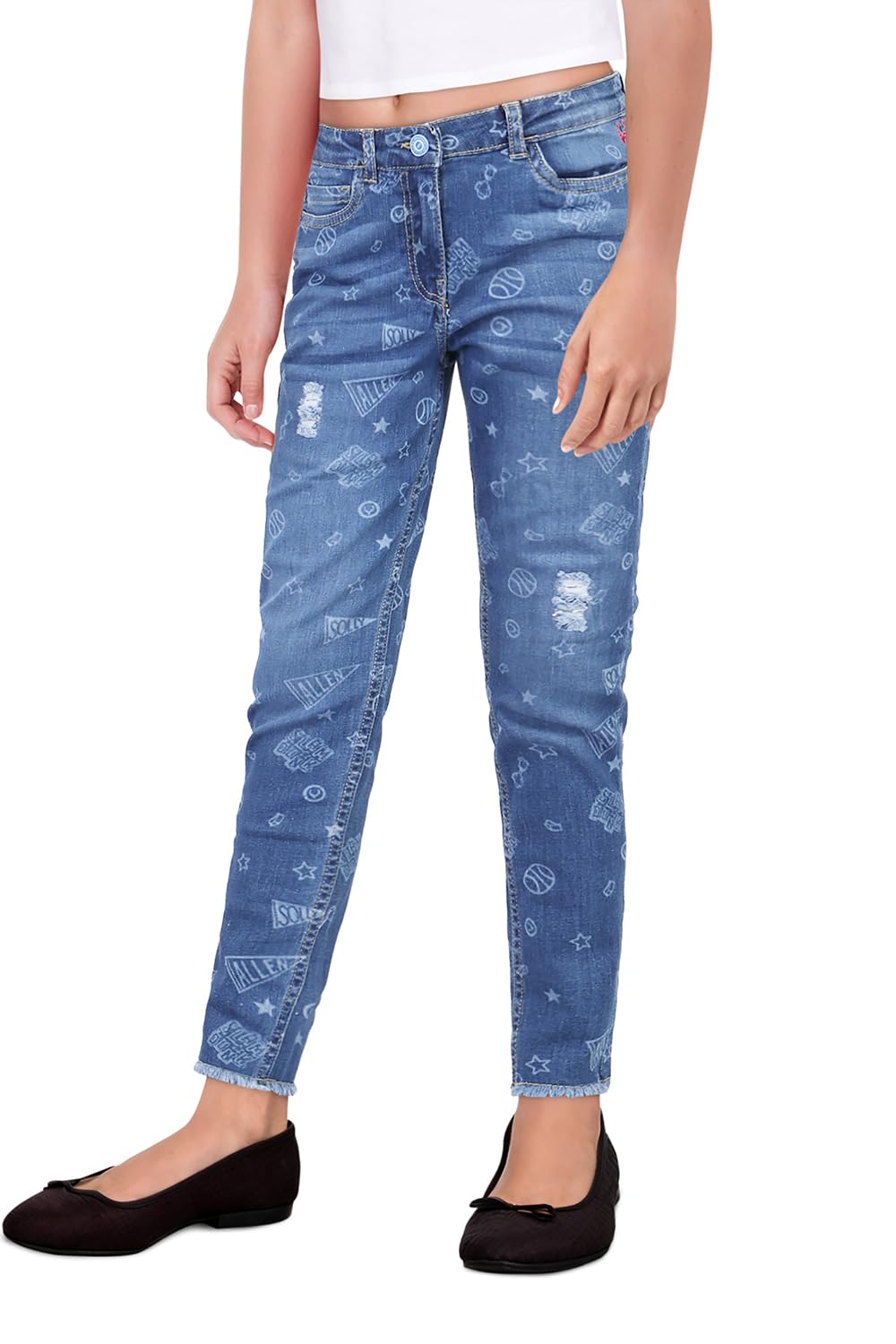 Allen Solly Girl's Skinny Jeans (AGDNESKFH34195_Blue_11-12 Years)
