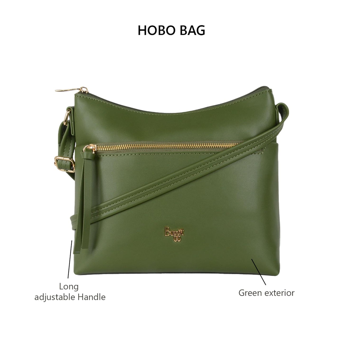 Baggit Women's Tilling Green Medium Sling Bag | Ladies Stylish Casual Cross Body Purse Handbag | Faux Leather | 6-Month Warranty | Cruelty-Free Material | Made in India