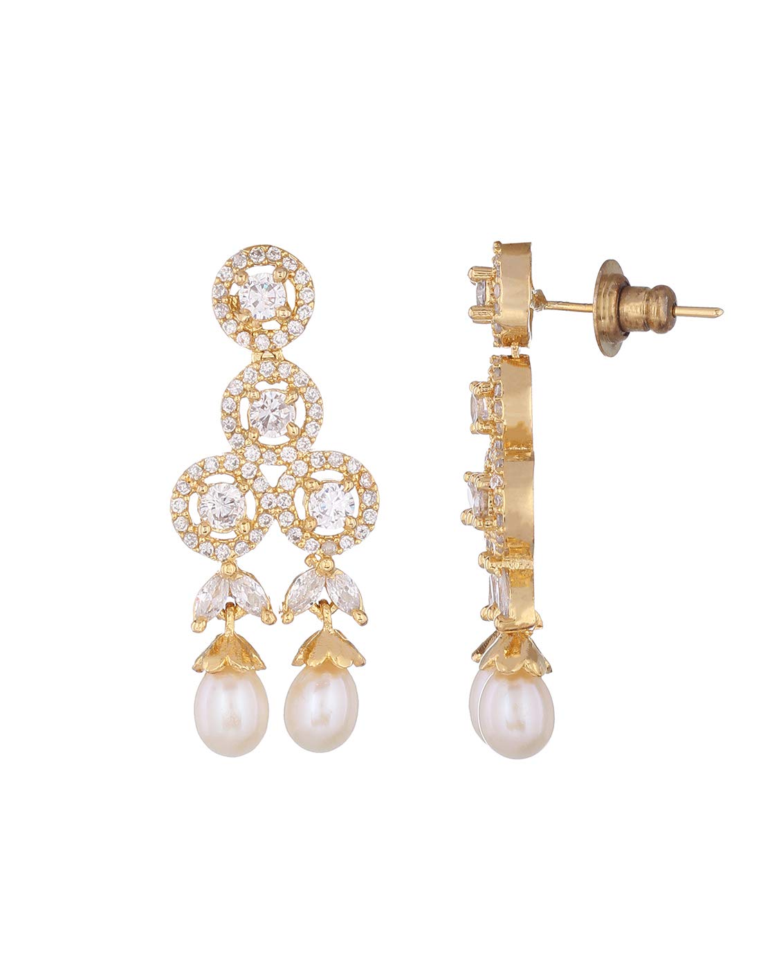 HYDERABAD JEWELS EXCLUSIVE NATURAL FRESH WATER PEARLS NECKLACE SET FROM THE CITY OF PEARLS HYDERABAD FOR WOMEN GIRLS (White)