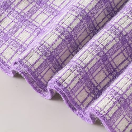 Hopscotch Girls Lavender Full Sleeves Checkered Bow Applique Dress for Age (18-24 Months)