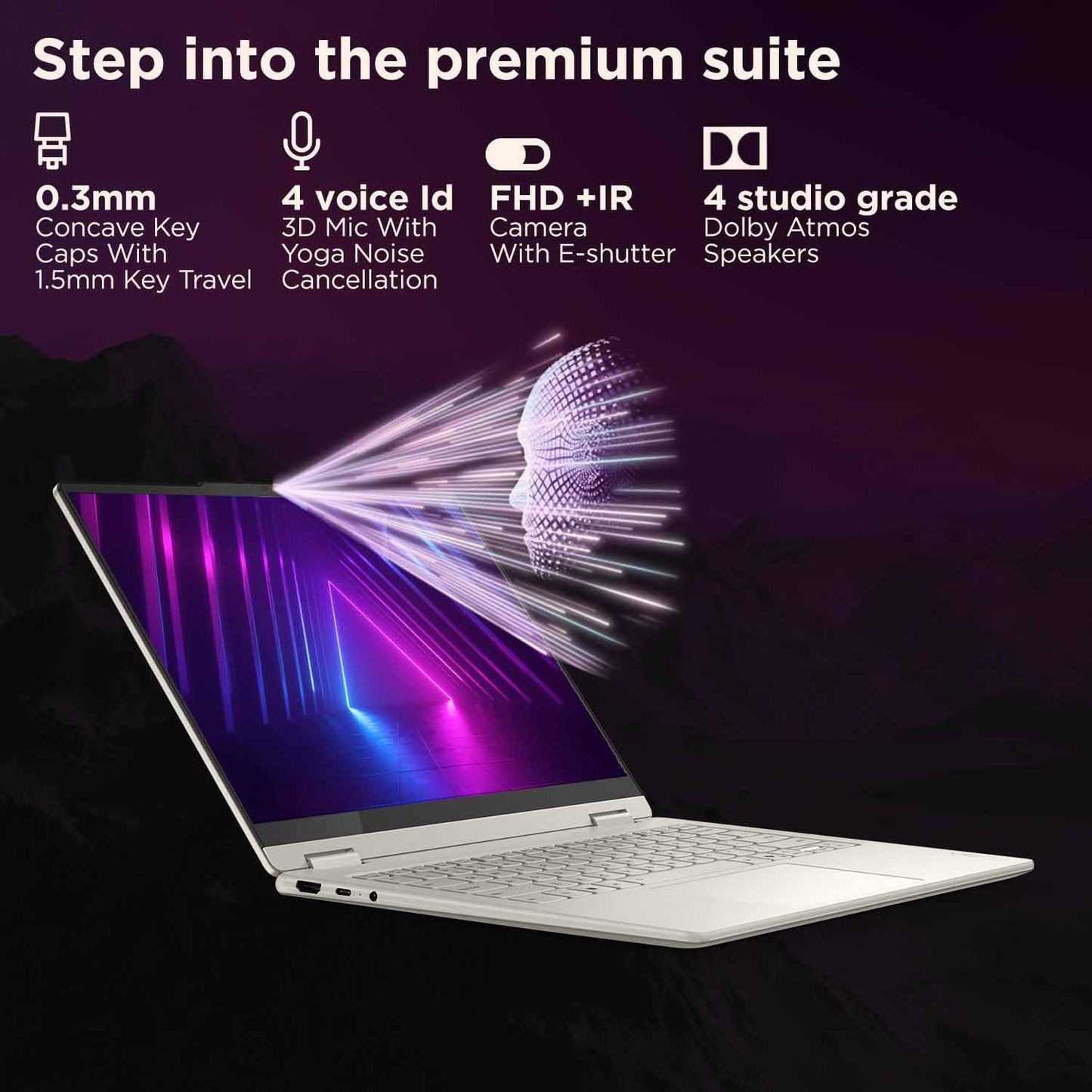 Lenovo Yoga 7 2-in-1, Intel Core Ultra 7 258V, 32GB RAM, 1TB SSD, WQXGA+ OLED, Copilot+ AI PC, 14"/35.5cm, Win 11, Office 2024, Seashell, 1.38Kg, 47 Tops, Yoga Pen, 83JQ000NIN, Convertible Laptop
