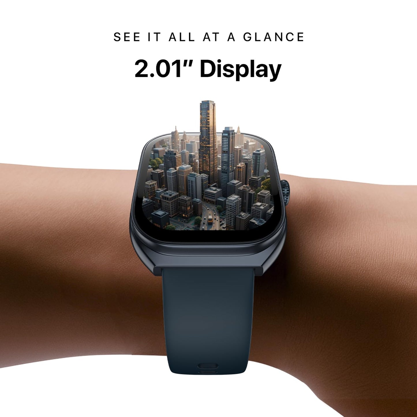 Noise Icon Arc 2.01" Immersive Curved Display Smartwatch, 10-Day Battery, 1ATM Water Resistant, Functional Crown, 100+ Sports Modes, Health Suite™, Voice Assistant, Built-in Games (Space Blue)