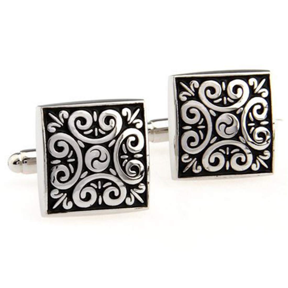 Peora Black Square Designer Cufflinks for Men Boys Wedding Business Corporate Gift