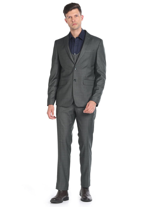 Arrow Men's Polyester Single Breasted Business Suit Pants Set (ARAGSU5516_Green