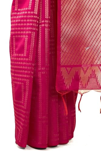 Soch Womens Fuchsia Tussar Zari Woven Saree with Tasselled Border
