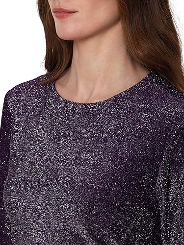 VERO MODA Women Self Design Polyester Knee Length Purple Shift Dress