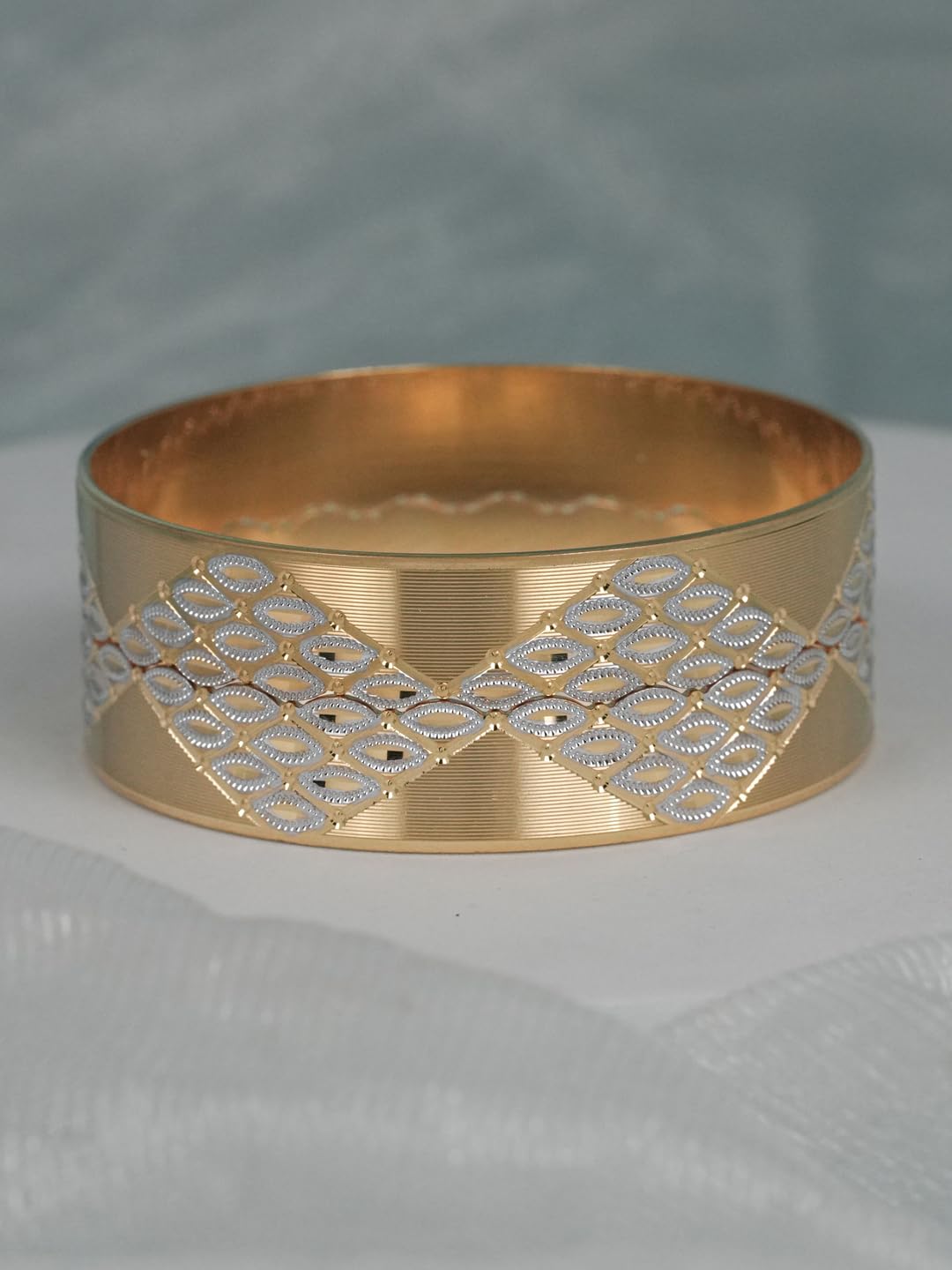 CYGNI BANGLES Elegant Gold-Plated Bangles for Women Traditional Design Jewelry (Set of 2)_(F2-B-115-2.4)