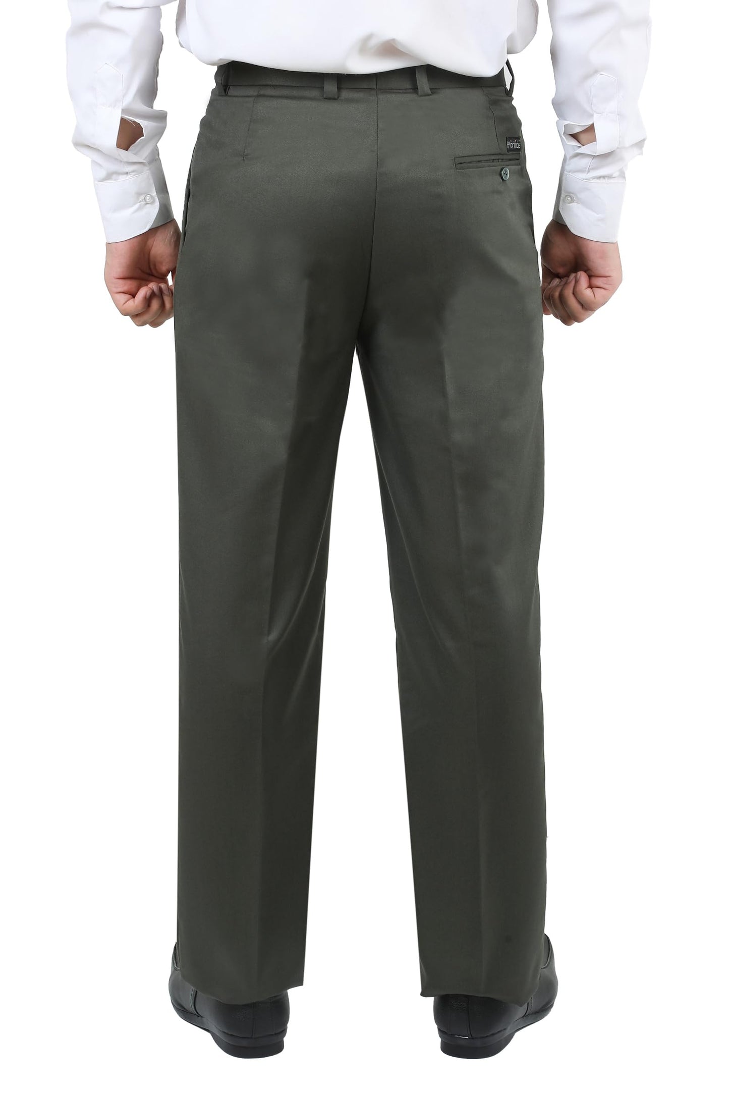 Particle Men's Double Pleated Cotton Blend Trousers | Textured Cross-Hatch Twill Formal Pants | Classic Fit for Office & Business, Olive Green, 32