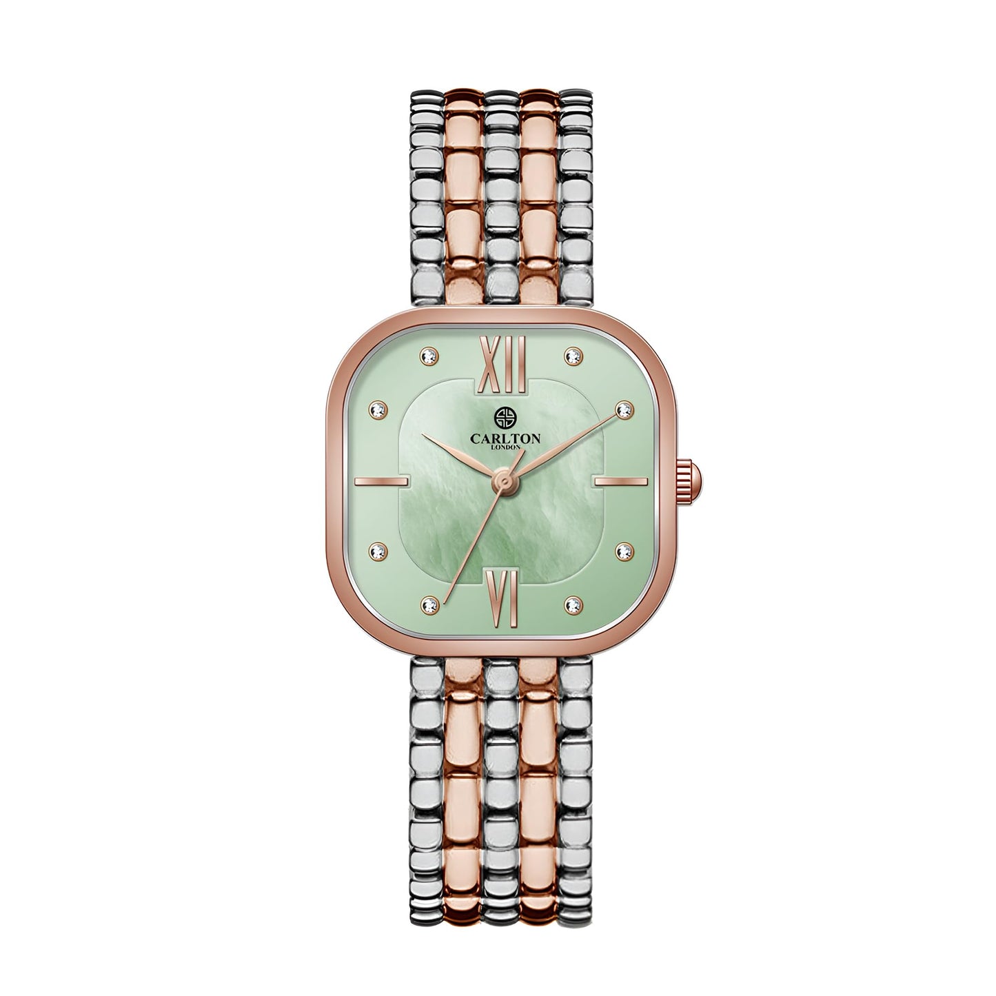 Carlton London Mint Green Dial Watch for Women - Chelsea Series | Stainless Steel Analog | Waterproof Watches for Women, Girls, Ladies | Luxury Square Watch | Fashionable Trendy Quartz Movement Wrist Watch (CLSSCLGRN)