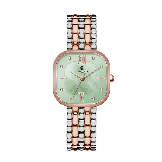 Carlton London Mint Green Dial Watch for Women - Chelsea Series | Stainless Steel Analog | Waterproof Watches for Women, Girls, Ladies | Luxury Square Watch | Fashionable Trendy Quartz Movement Wrist Watch (CLSSCLGRN)