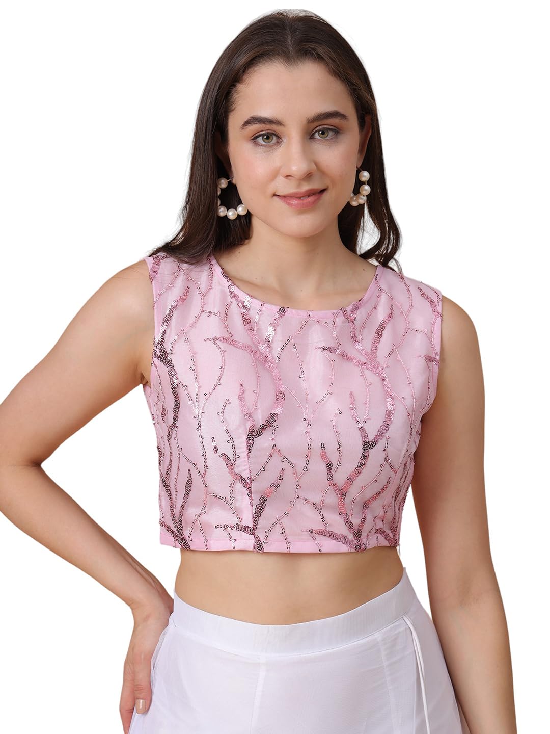 Frolic Rolic Lavender Net Sequins Embellished Blouse (FRBLS-004_L)