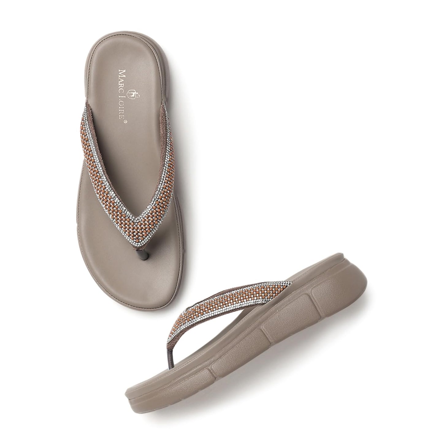 Marc Loire Women Flatform Heel Slip-On Fashion Sandals for Ethnic, Party & Modern Wear (Cheeku, UK Footwear Size System, Adult, Women, Numeric, Medium, 8)